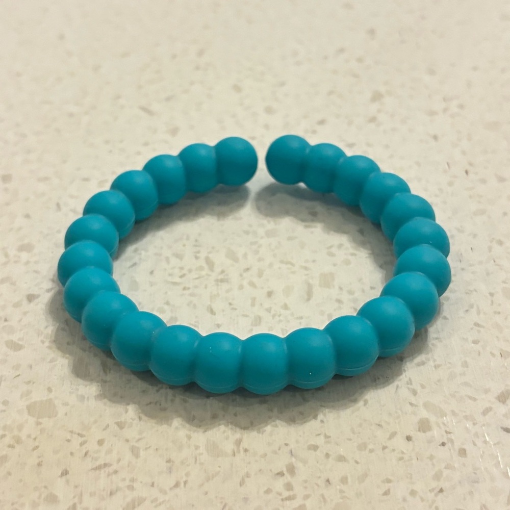 5/$25 Turquoise Blue Silicone Faux Bead Slip On Teething Bracelet